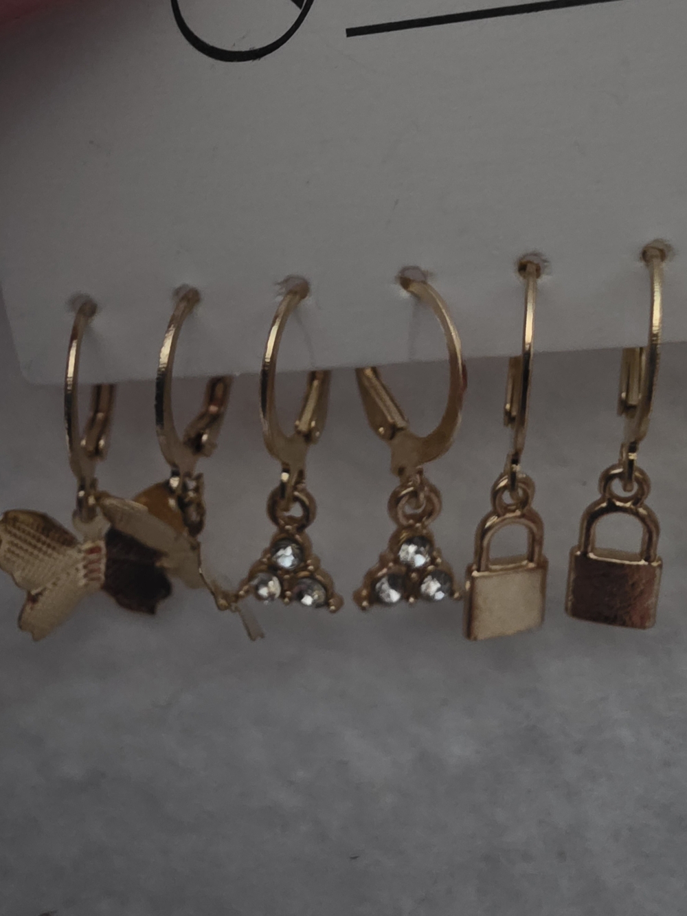Fashion Jewelry Gold Charm Mini Hoop Earring Set - NEW - Picture 2 of 3